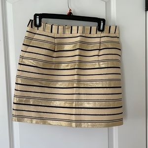 J Crew Black and Gold Glitter Striped Mini Skirt